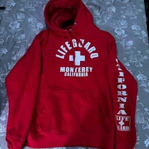 red monterey lifeguard hoodie